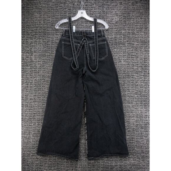 Batman and Robin Jeans Womens 4 Small Black Wide Leg Suspenders Graphic Print - Picture 15 of 16